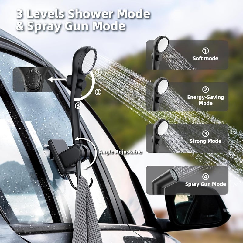 MORIKO Portable Camping Shower, 6000mAh Rechargeable Shower Pump, Filtered Shower Head & 5 Gallons Foldable Bucket, Outdoor Shower for Hiking Beach, Travel, Pet Bath, Car Washing, Surf & Boat Cleaning - Image 5